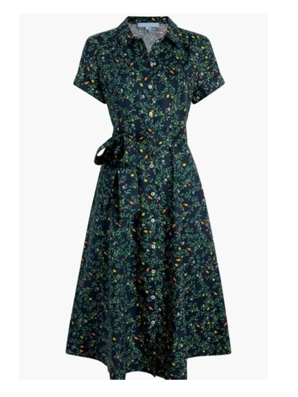 Hill House The Laura Linen Dress in Midnight Garden Dark Green Floral NWT